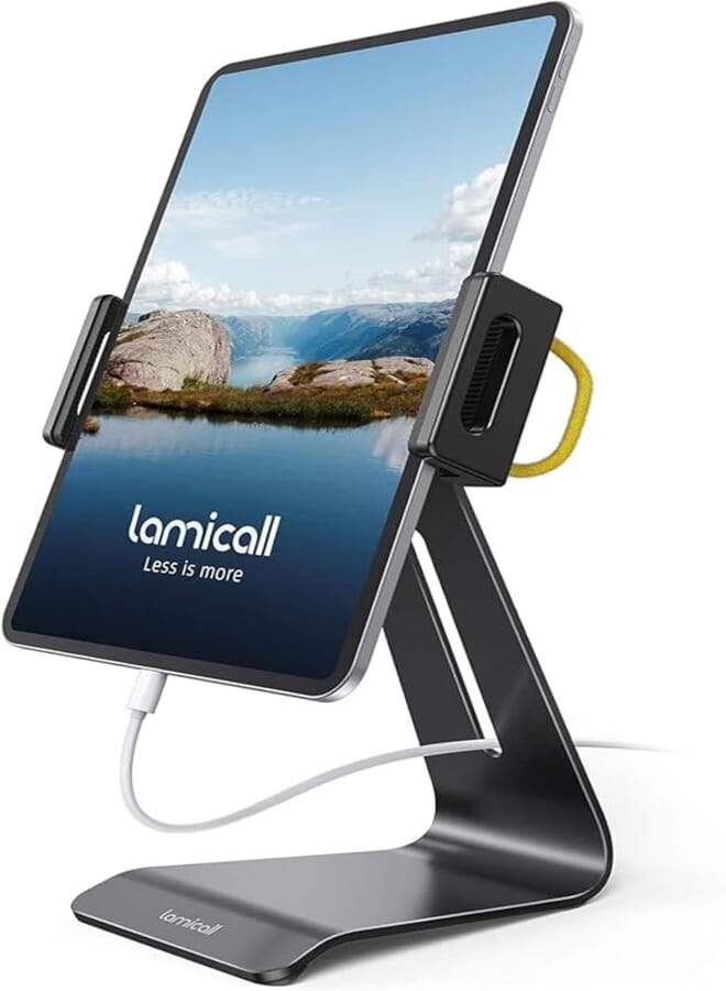 Lamicall Tablet & Phone Stand, Adjustable Tablet Holder - Universal 360 Rotation Holder, Stand for Switch, Tab, iPhone, and Tablet with 4.7-13 Inch (Black)